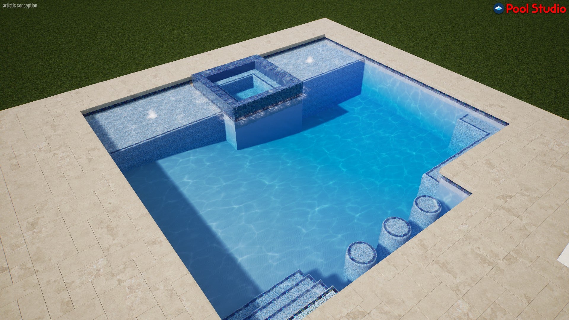 "Bleier" LUXURY CUSTOM 3D POOL DESIGN FOR POOL BUILDER CLIENT – PoolDes