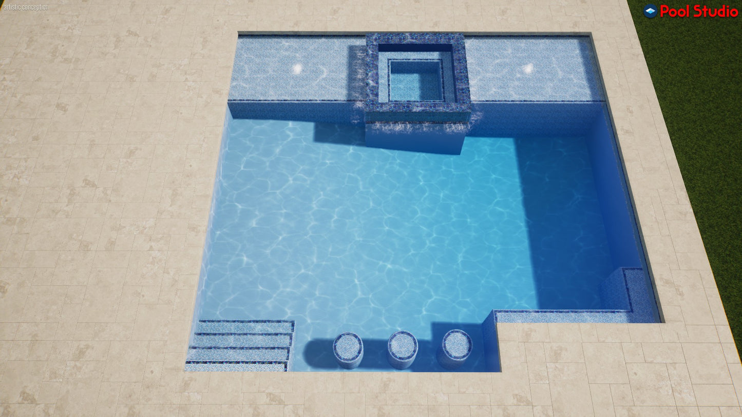 "Bleier" LUXURY CUSTOM 3D POOL DESIGN FOR POOL BUILDER CLIENT