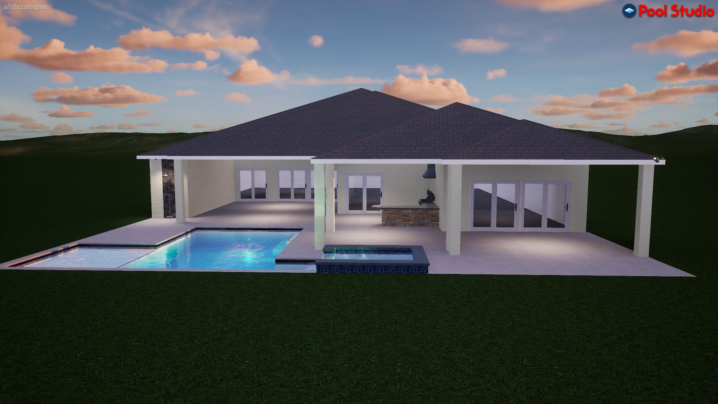 "Atwater" LUXURY CONTEMPORARY 3D POOL DESIGN