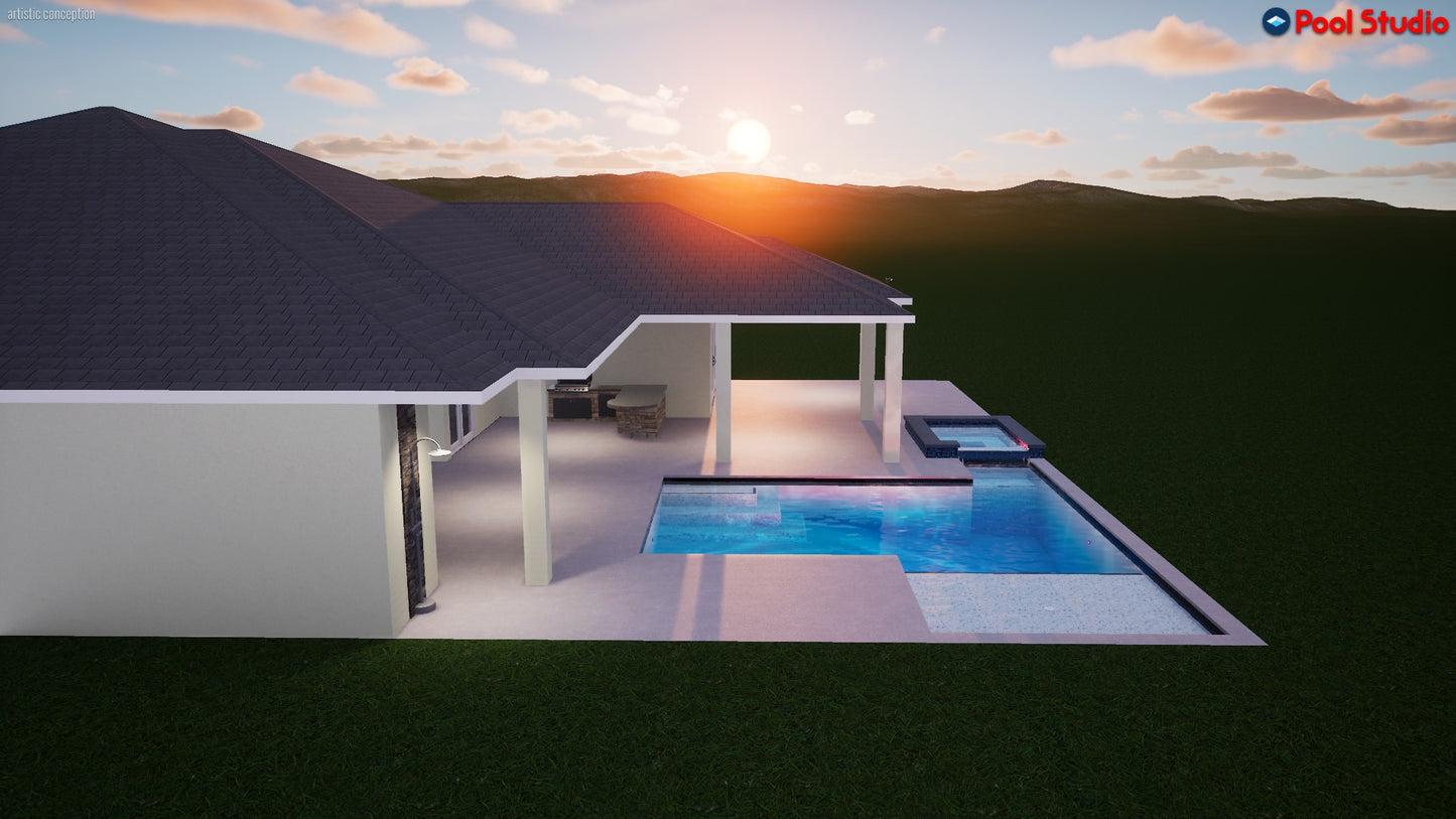 "Atwater" LUXURY CONTEMPORARY 3D POOL DESIGN