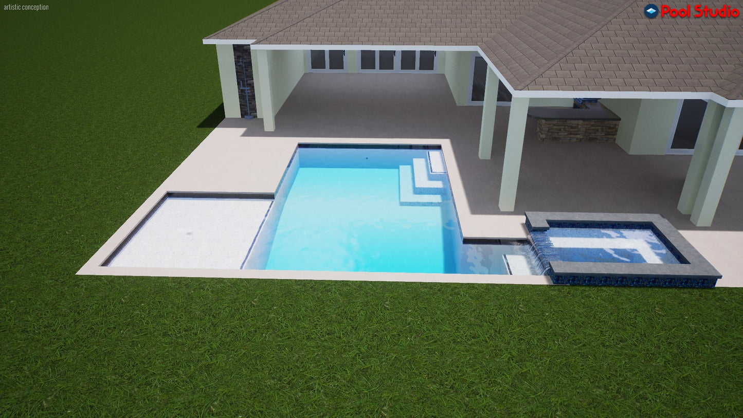 "Atwater" LUXURY CONTEMPORARY 3D POOL DESIGN