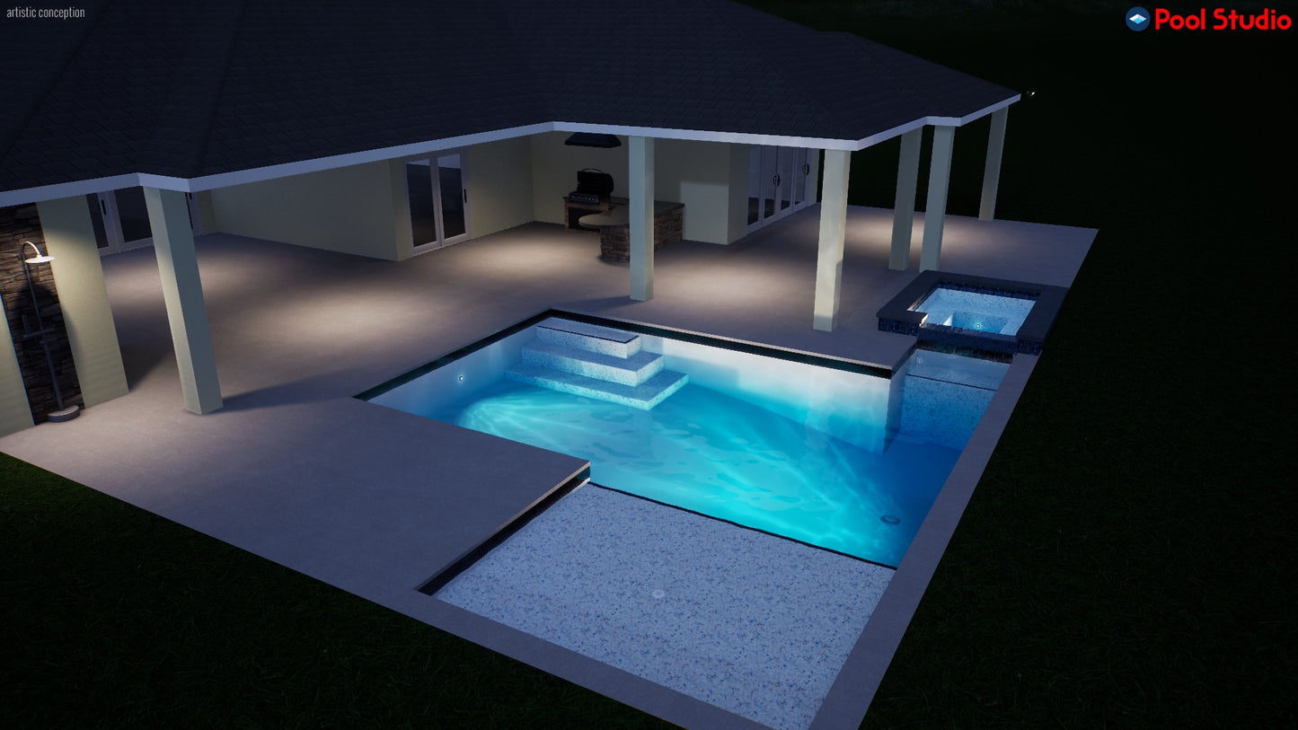 "Atwater" LUXURY CONTEMPORARY 3D POOL DESIGN