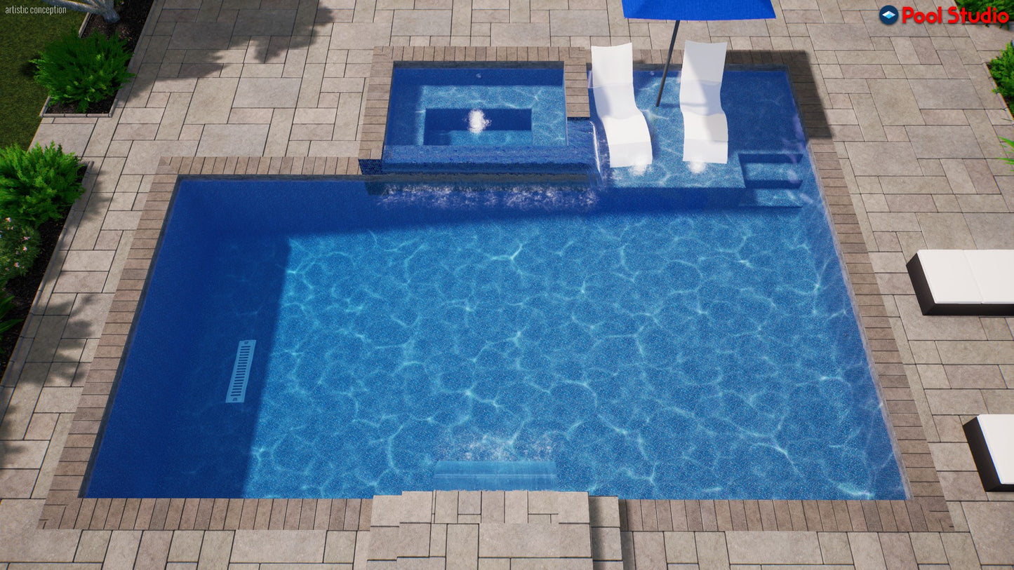 "Bong" LUXURY CUSTOM 3D POOL DESIGN FOR POOL BUILDER CLIENT