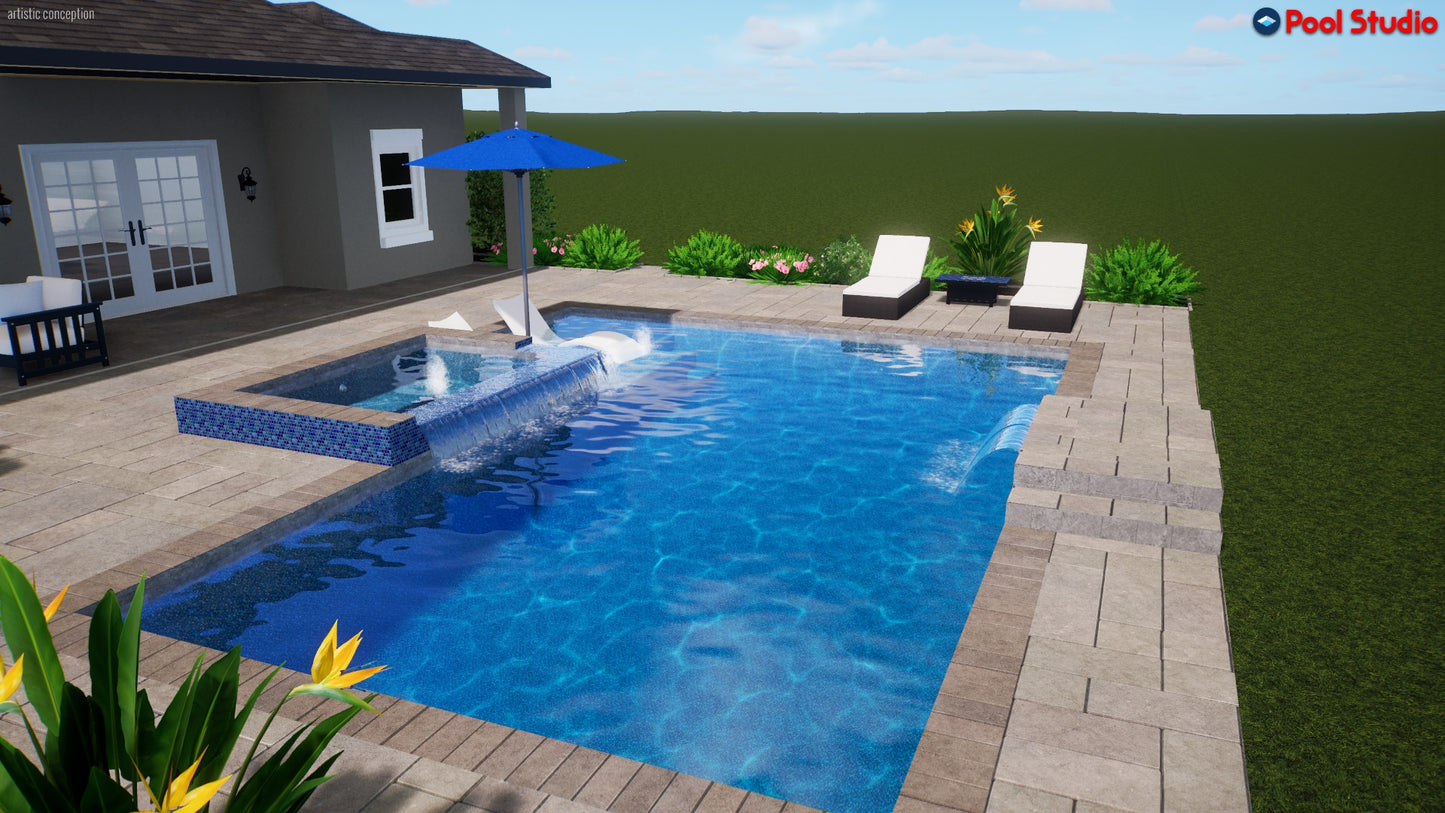 "Bong" LUXURY CUSTOM 3D POOL DESIGN FOR POOL BUILDER CLIENT
