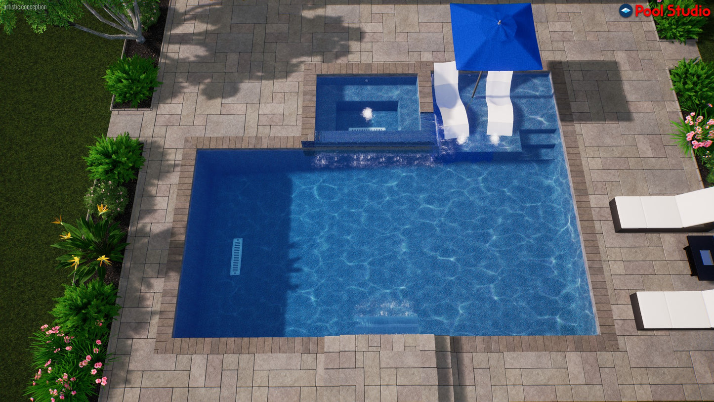 "Bong" LUXURY CUSTOM 3D POOL DESIGN FOR POOL BUILDER CLIENT