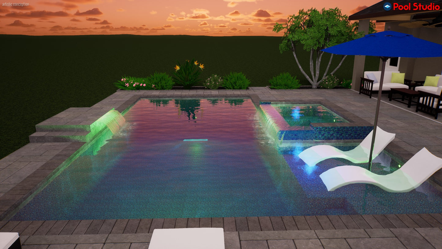 "Bong" LUXURY CUSTOM 3D POOL DESIGN FOR POOL BUILDER CLIENT