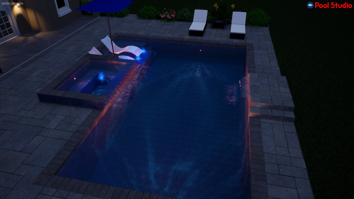 "Bong" LUXURY CUSTOM 3D POOL DESIGN FOR POOL BUILDER CLIENT