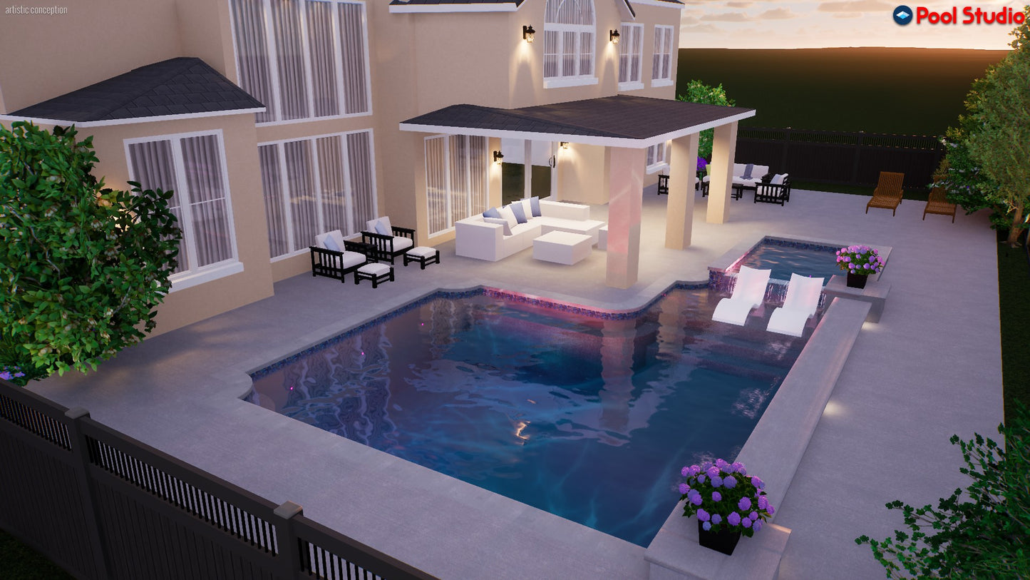 "Cruz" LUXURY CUSTOM 3D POOL DESIGN FOR POOL BUILDER CLIENT
