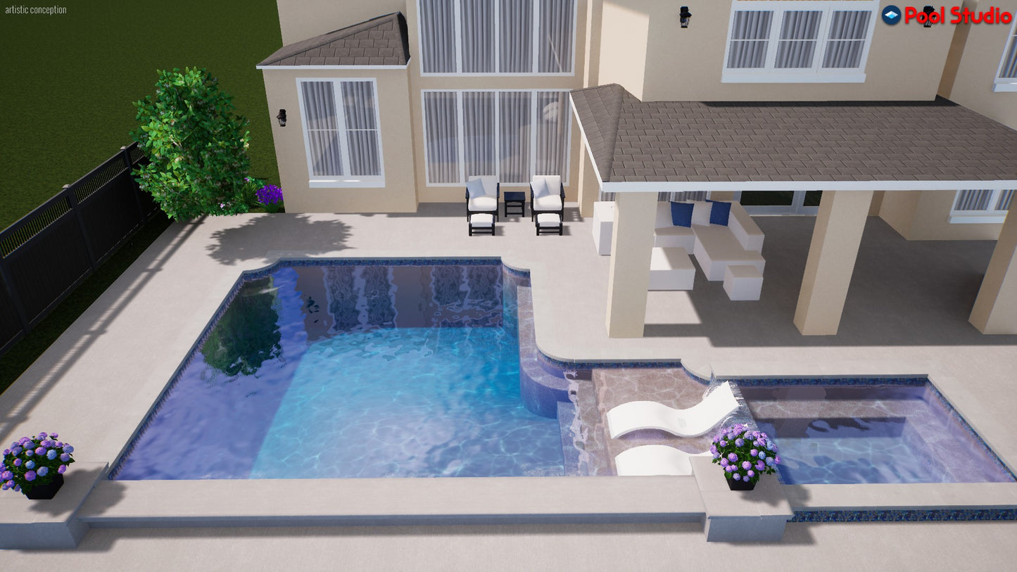 "Cruz" LUXURY CUSTOM 3D POOL DESIGN FOR POOL BUILDER CLIENT
