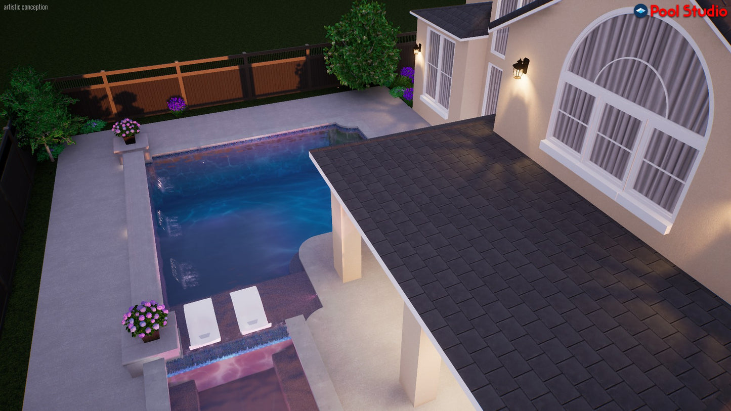 "Cruz" LUXURY CUSTOM 3D POOL DESIGN FOR POOL BUILDER CLIENT