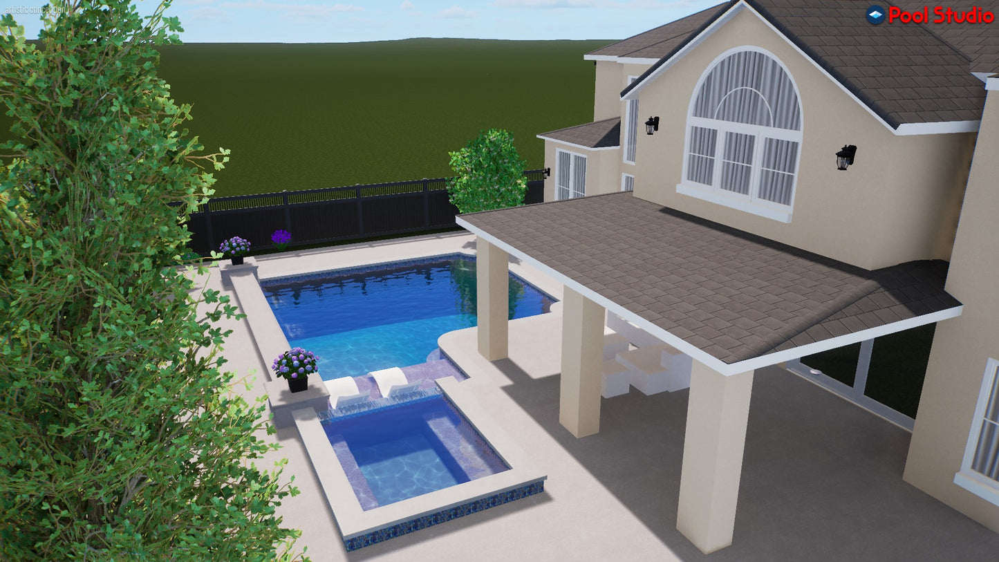"Cruz" LUXURY CUSTOM 3D POOL DESIGN FOR POOL BUILDER CLIENT