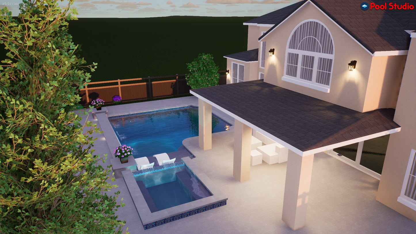 "Cruz" LUXURY CUSTOM 3D POOL DESIGN FOR POOL BUILDER CLIENT
