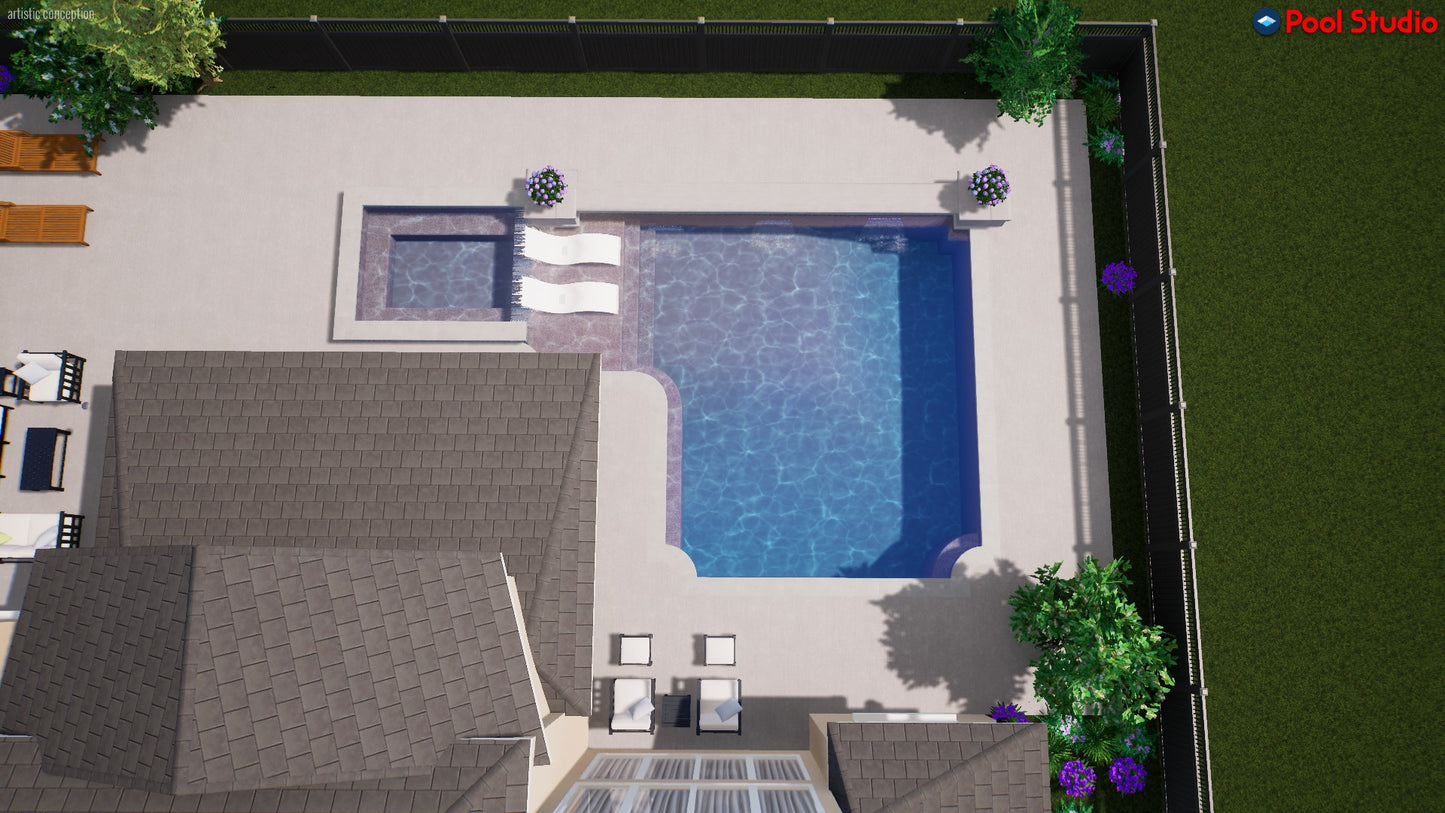 "Cruz" LUXURY CUSTOM 3D POOL DESIGN FOR POOL BUILDER CLIENT