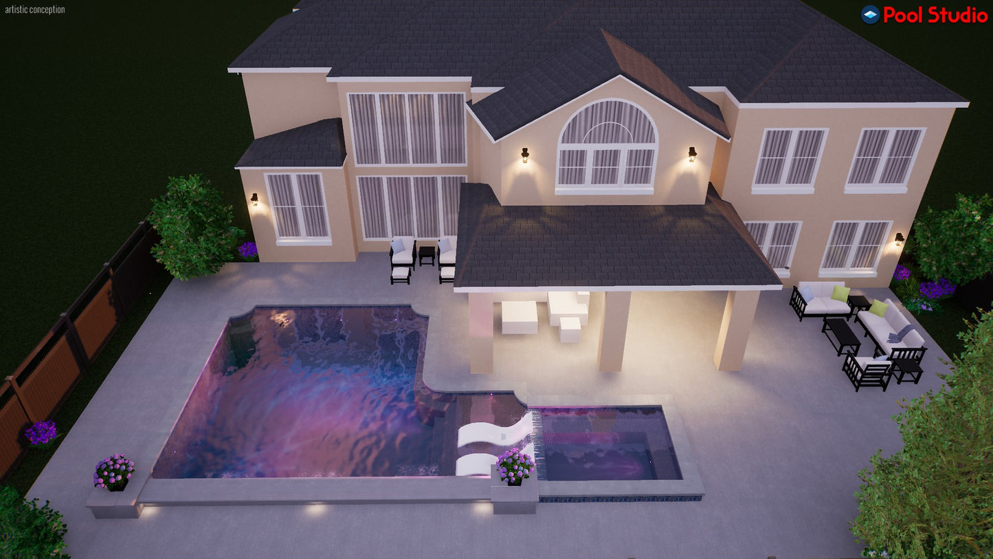 "Cruz" LUXURY CUSTOM 3D POOL DESIGN FOR POOL BUILDER CLIENT