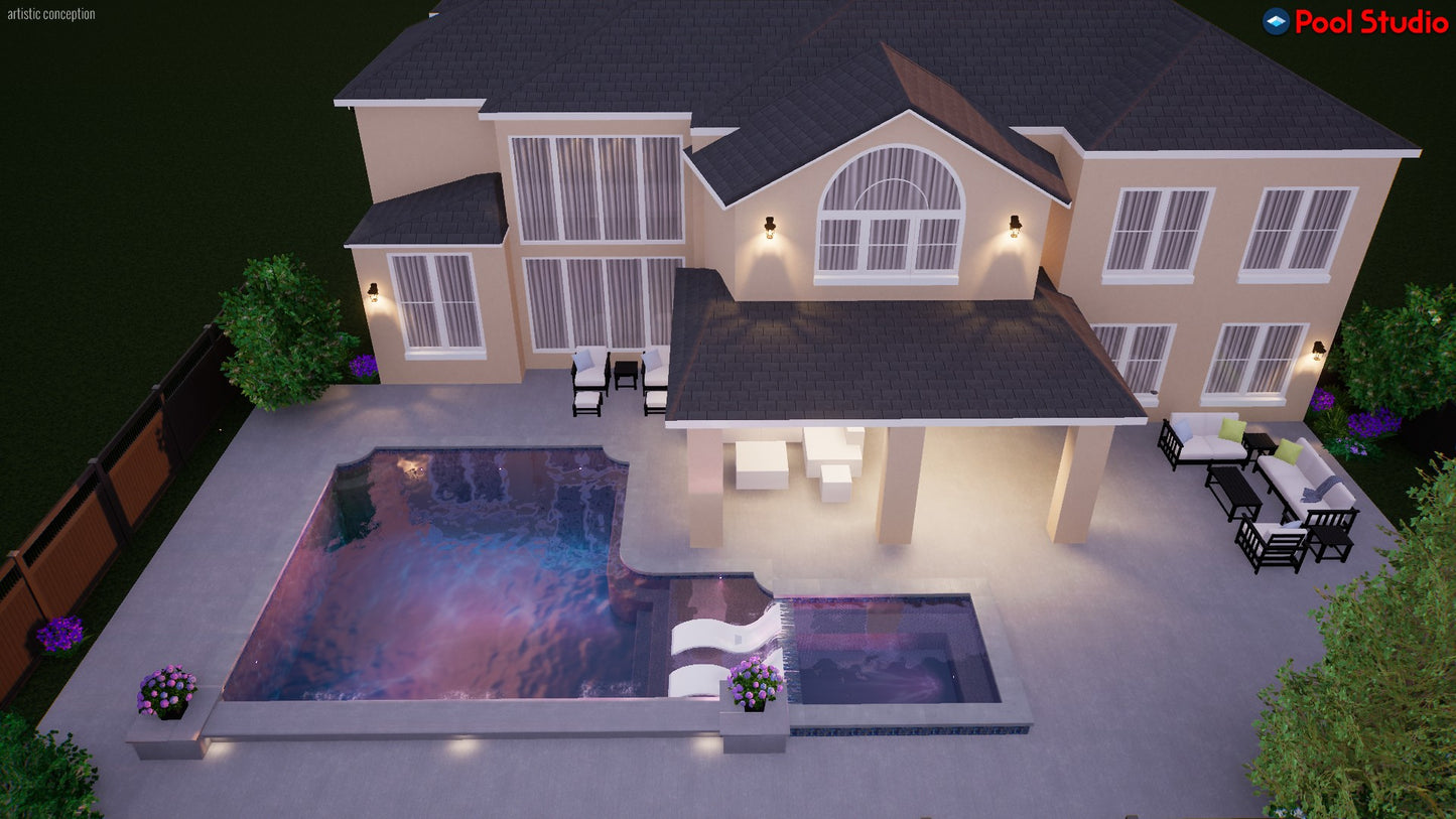 "Cruz" LUXURY CUSTOM 3D POOL DESIGN FOR POOL BUILDER CLIENT