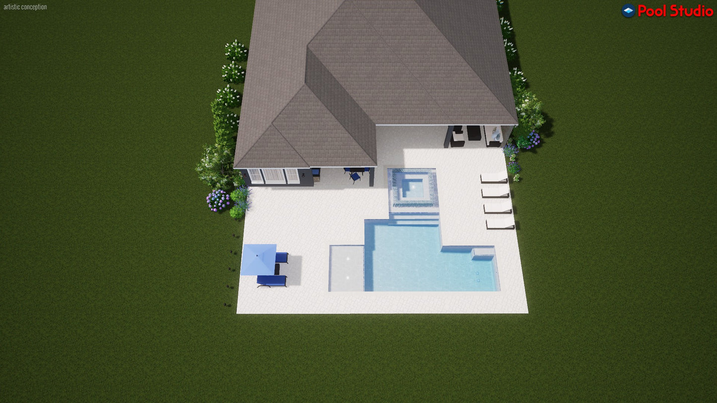 "Dorn" LUXURY CUSTOM 3D POOL DESIGN FOR POOL BUILDER CLIENT