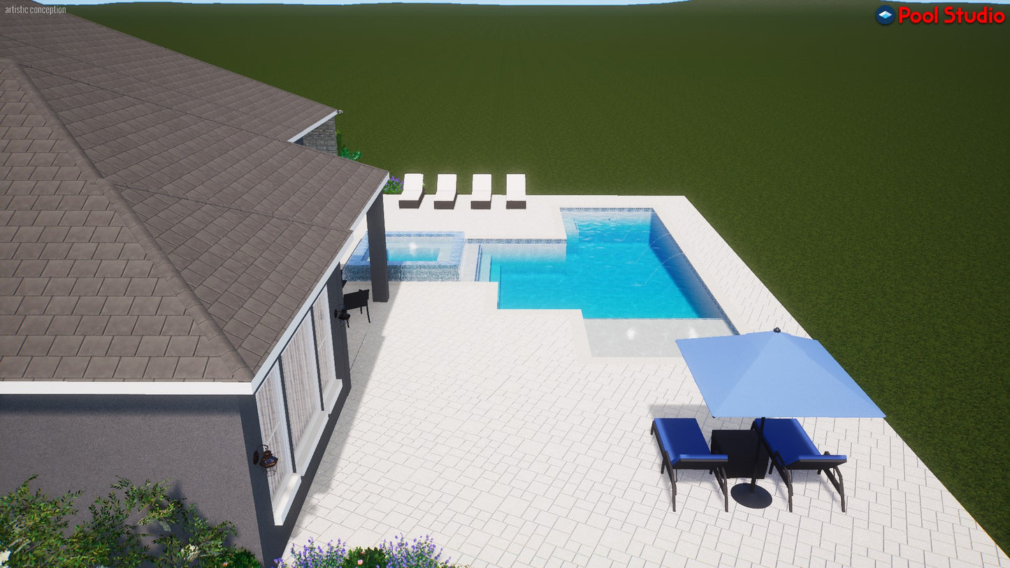 "Dorn" LUXURY CUSTOM 3D POOL DESIGN FOR POOL BUILDER CLIENT