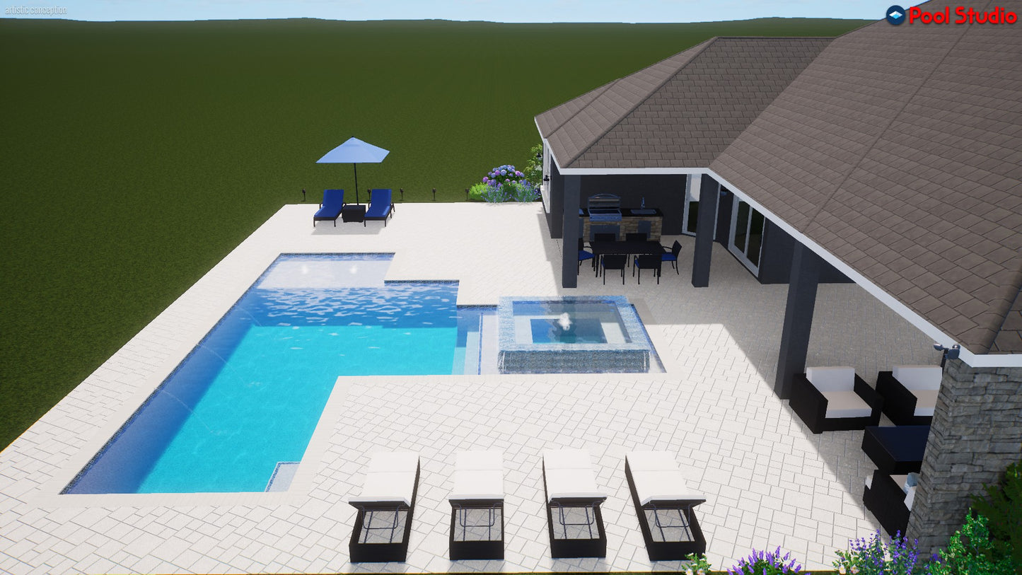 "Dorn" LUXURY CUSTOM 3D POOL DESIGN FOR POOL BUILDER CLIENT