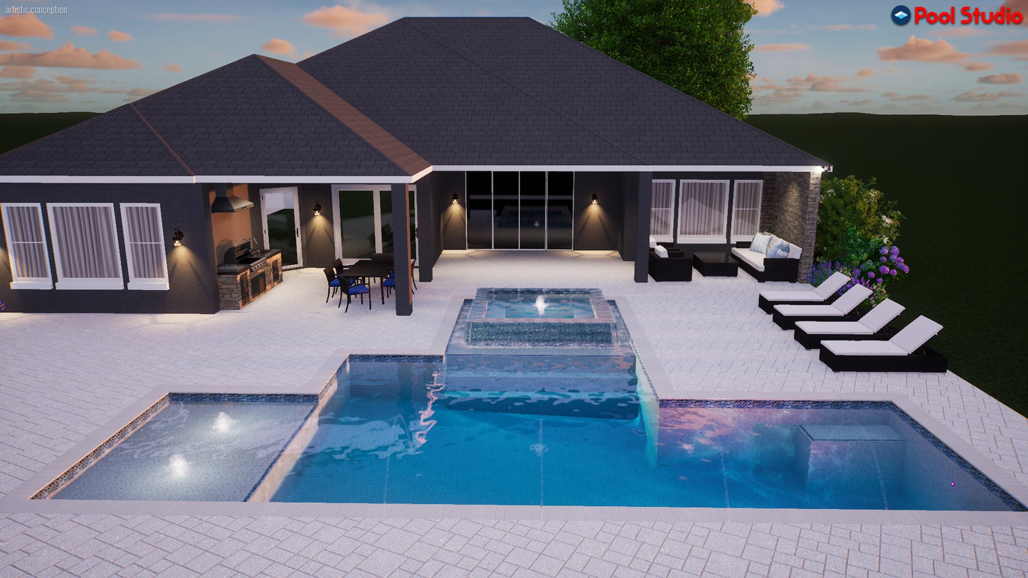 "Dorn" LUXURY CUSTOM 3D POOL DESIGN FOR POOL BUILDER CLIENT