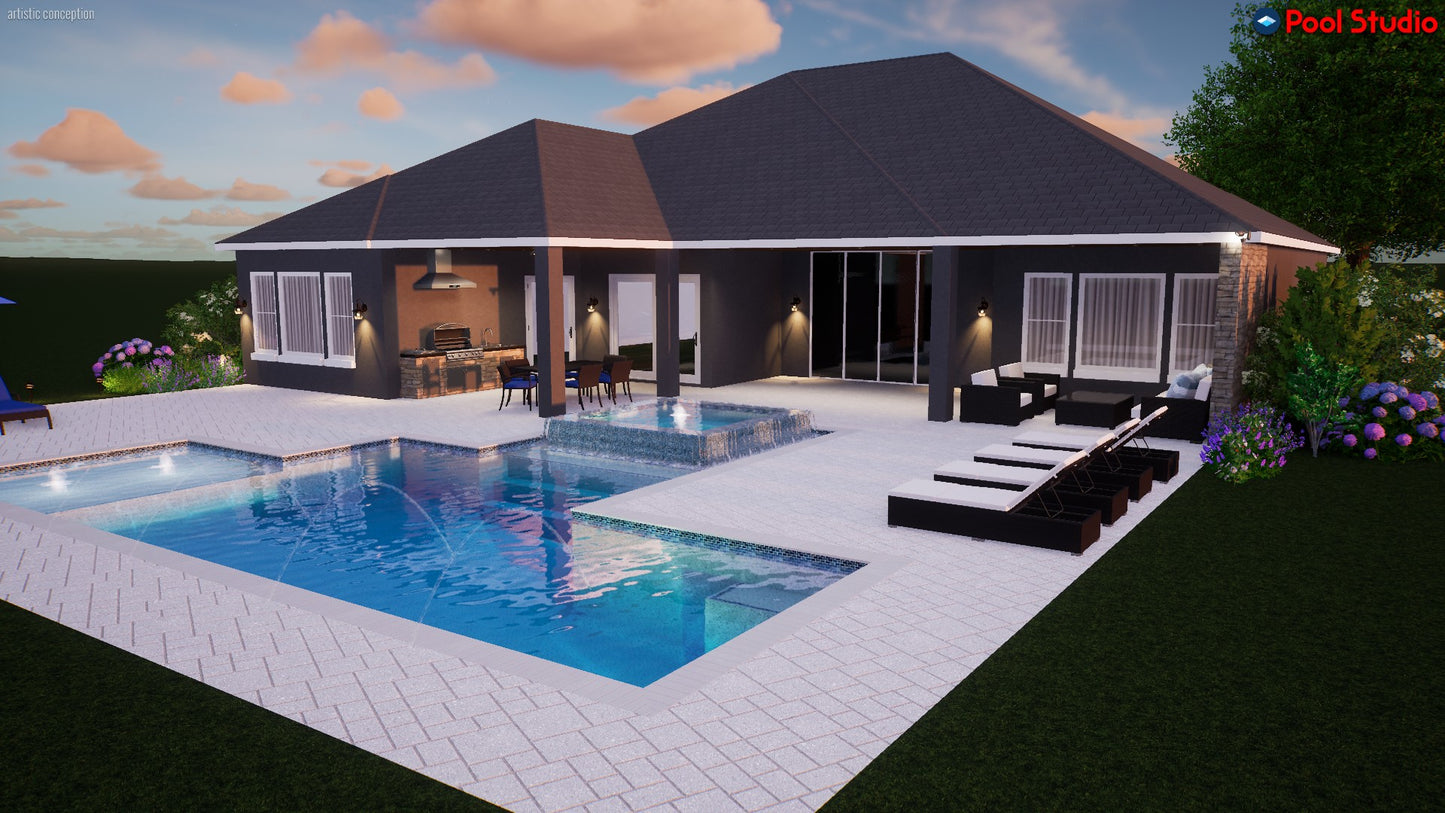 "Dorn" LUXURY CUSTOM 3D POOL DESIGN FOR POOL BUILDER CLIENT