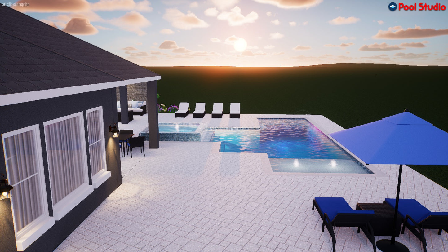 "Dorn" LUXURY CUSTOM 3D POOL DESIGN FOR POOL BUILDER CLIENT
