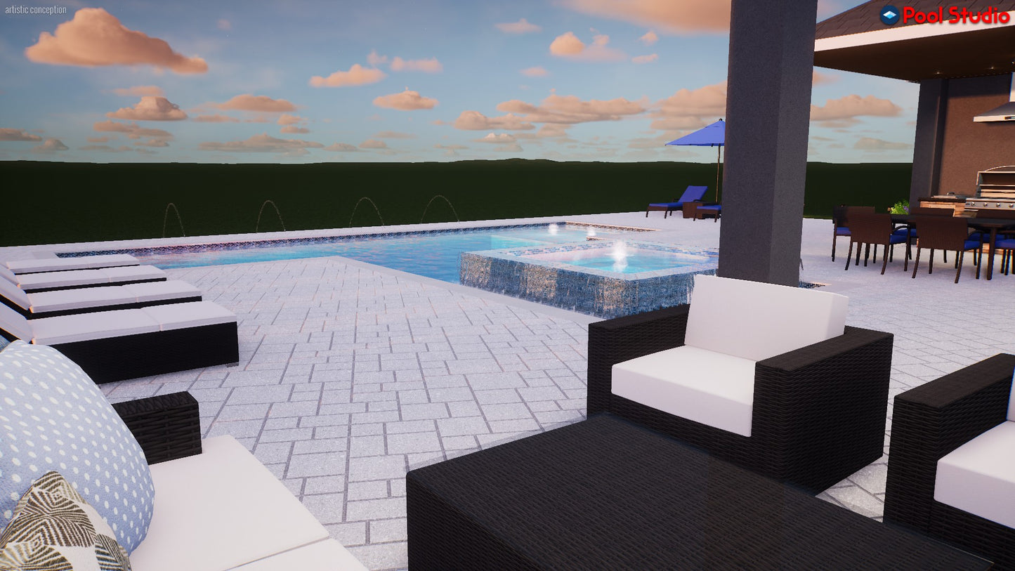 "Dorn" LUXURY CUSTOM 3D POOL DESIGN FOR POOL BUILDER CLIENT