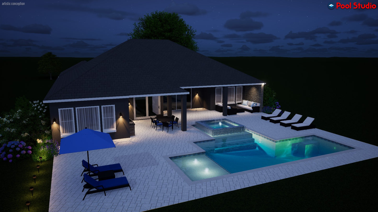 "Dorn" LUXURY CUSTOM 3D POOL DESIGN FOR POOL BUILDER CLIENT
