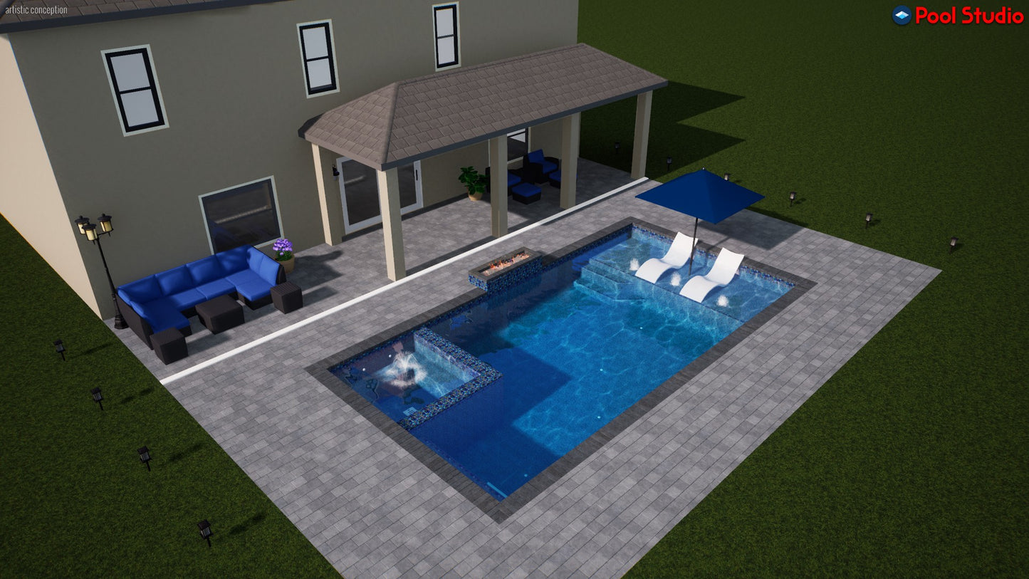 "Moya" LUXURY CUSTOM 3D POOL DESIGN FOR POOL BUILDER CLIENT