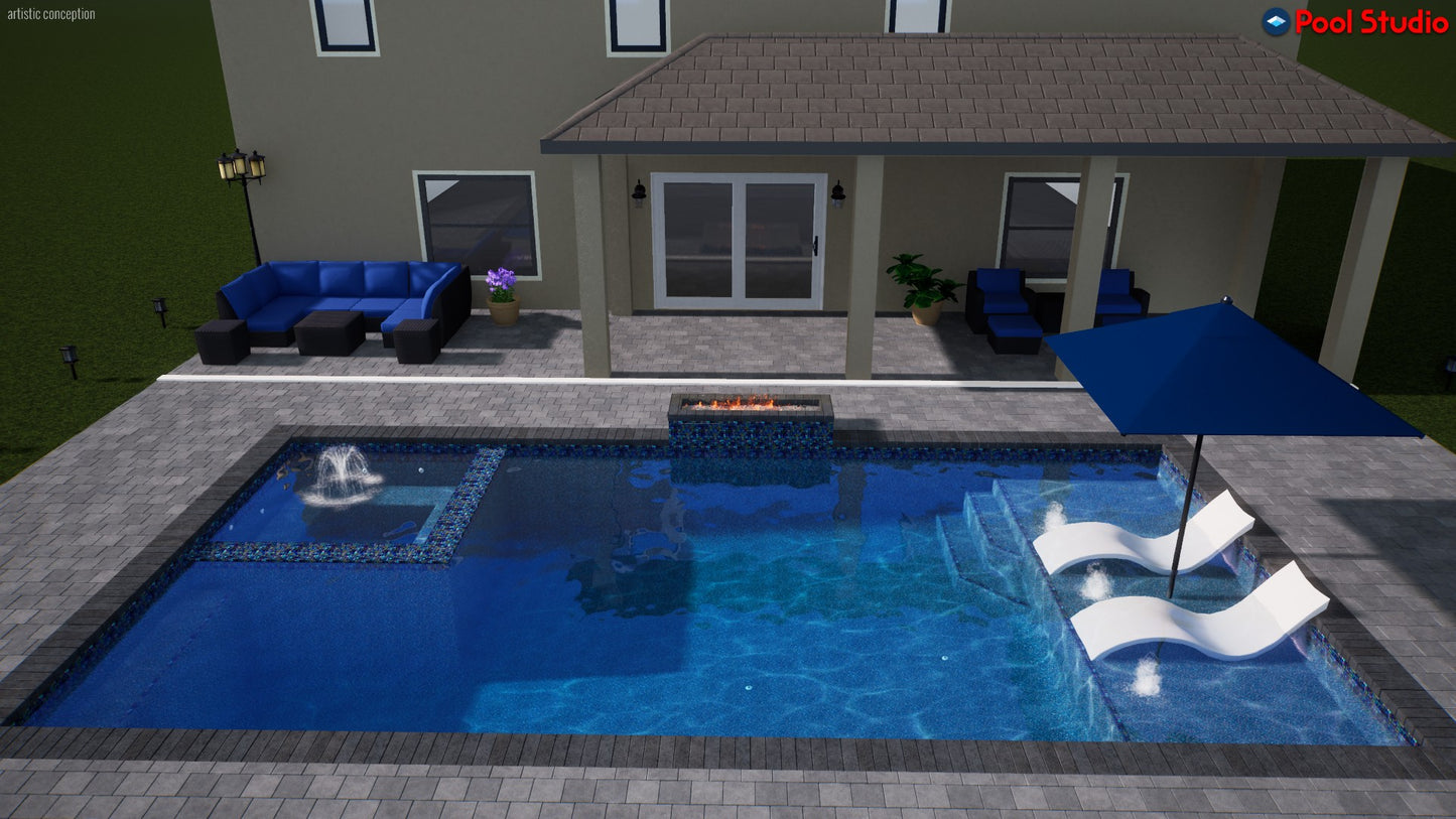 "Moya" LUXURY CUSTOM 3D POOL DESIGN FOR POOL BUILDER CLIENT