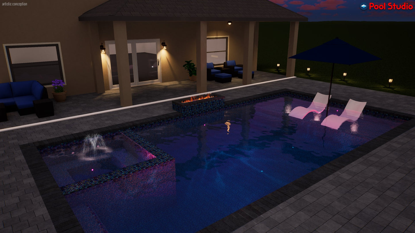 "Moya" LUXURY CUSTOM 3D POOL DESIGN FOR POOL BUILDER CLIENT