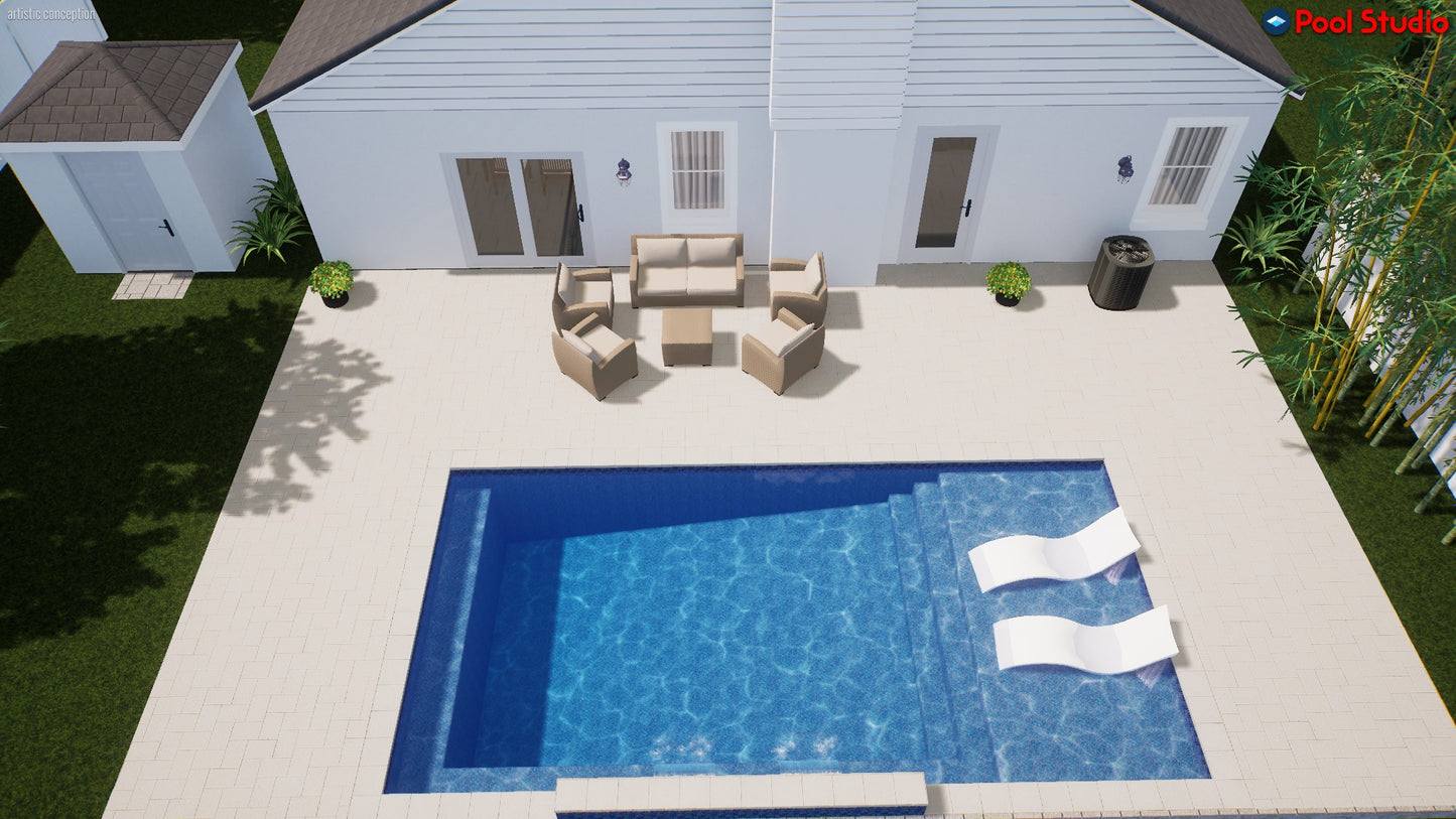 "Pollard" LUXURY CUSTOM 3D POOL DESIGN FOR POOL BUILDER CLIENT