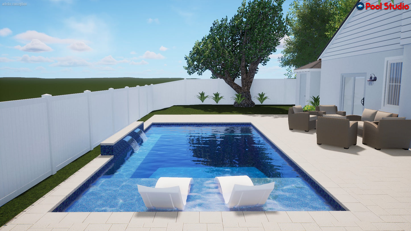 "Pollard" LUXURY CUSTOM 3D POOL DESIGN FOR POOL BUILDER CLIENT