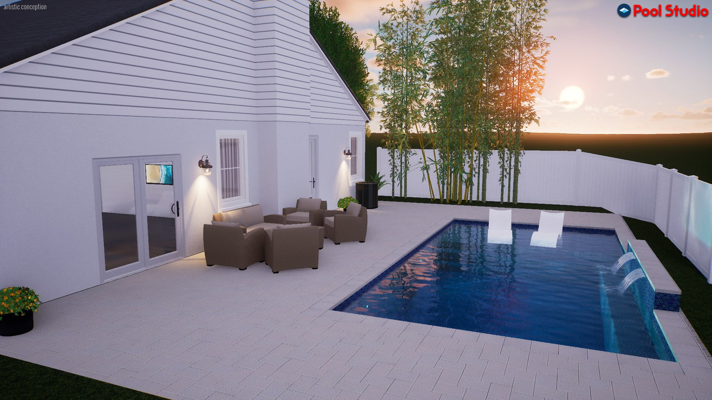 "Pollard" LUXURY CUSTOM 3D POOL DESIGN FOR POOL BUILDER CLIENT