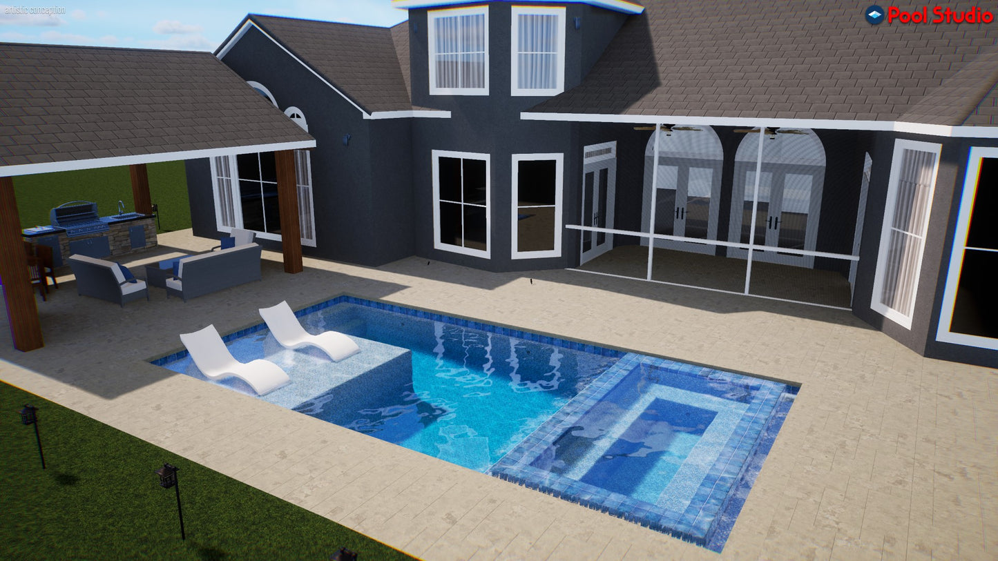 "Shepard" LUXURY CUSTOM 3D POOL DESIGN FOR POOL BUILDER CLIENT
