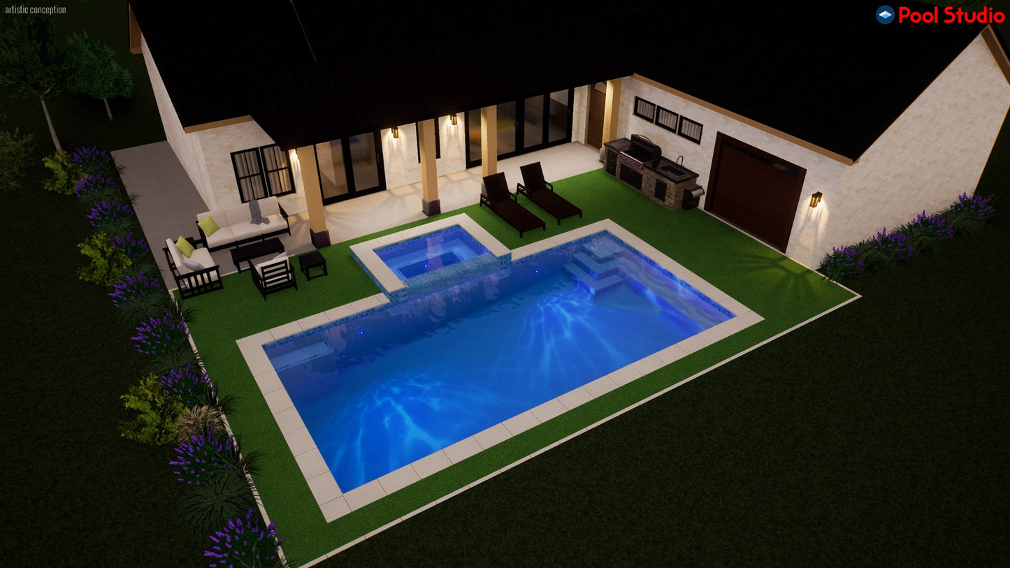 "Silverleaf" LUXURY CUSTOM 3D POOL DESIGN FOR POOL BUILDER CLIENT