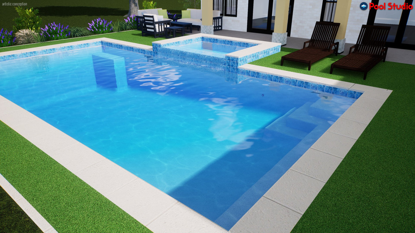 "Silverleaf" LUXURY CUSTOM 3D POOL DESIGN FOR POOL BUILDER CLIENT