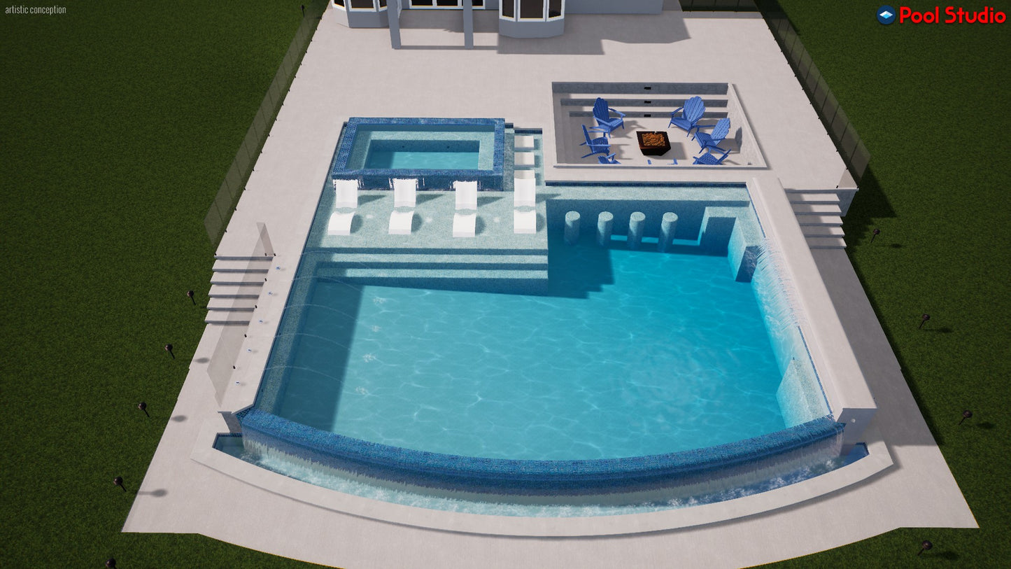 "Tiffany" LUXURY CUSTOM 3D POOL DESIGN FOR POOL BUILDER CLIENT