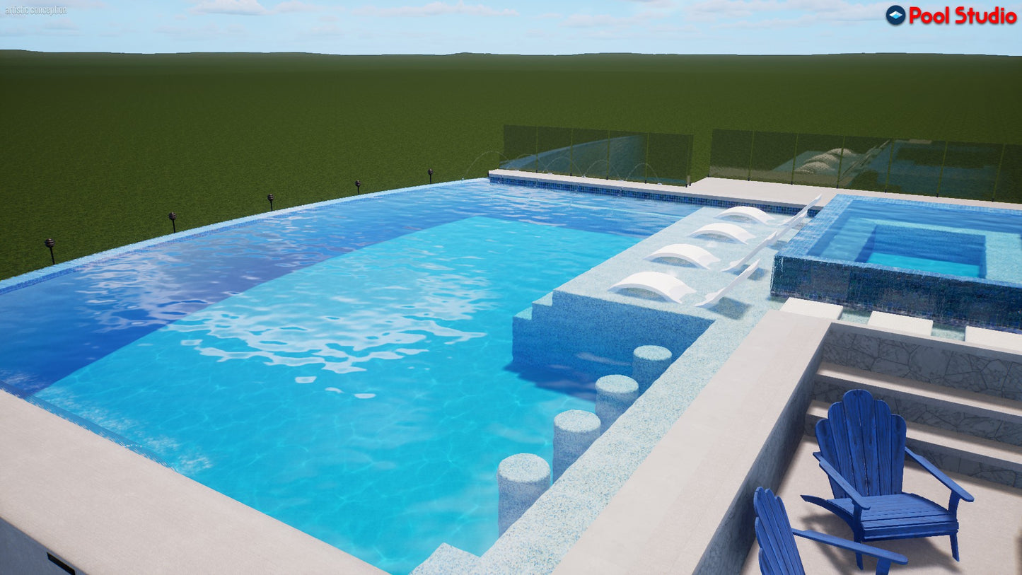 "Tiffany" LUXURY CUSTOM 3D POOL DESIGN FOR POOL BUILDER CLIENT
