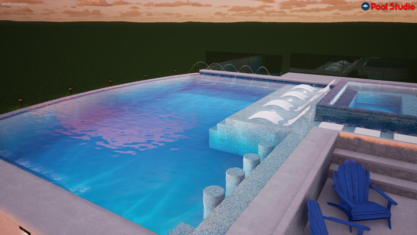 "Tiffany" LUXURY CUSTOM 3D POOL DESIGN FOR POOL BUILDER CLIENT