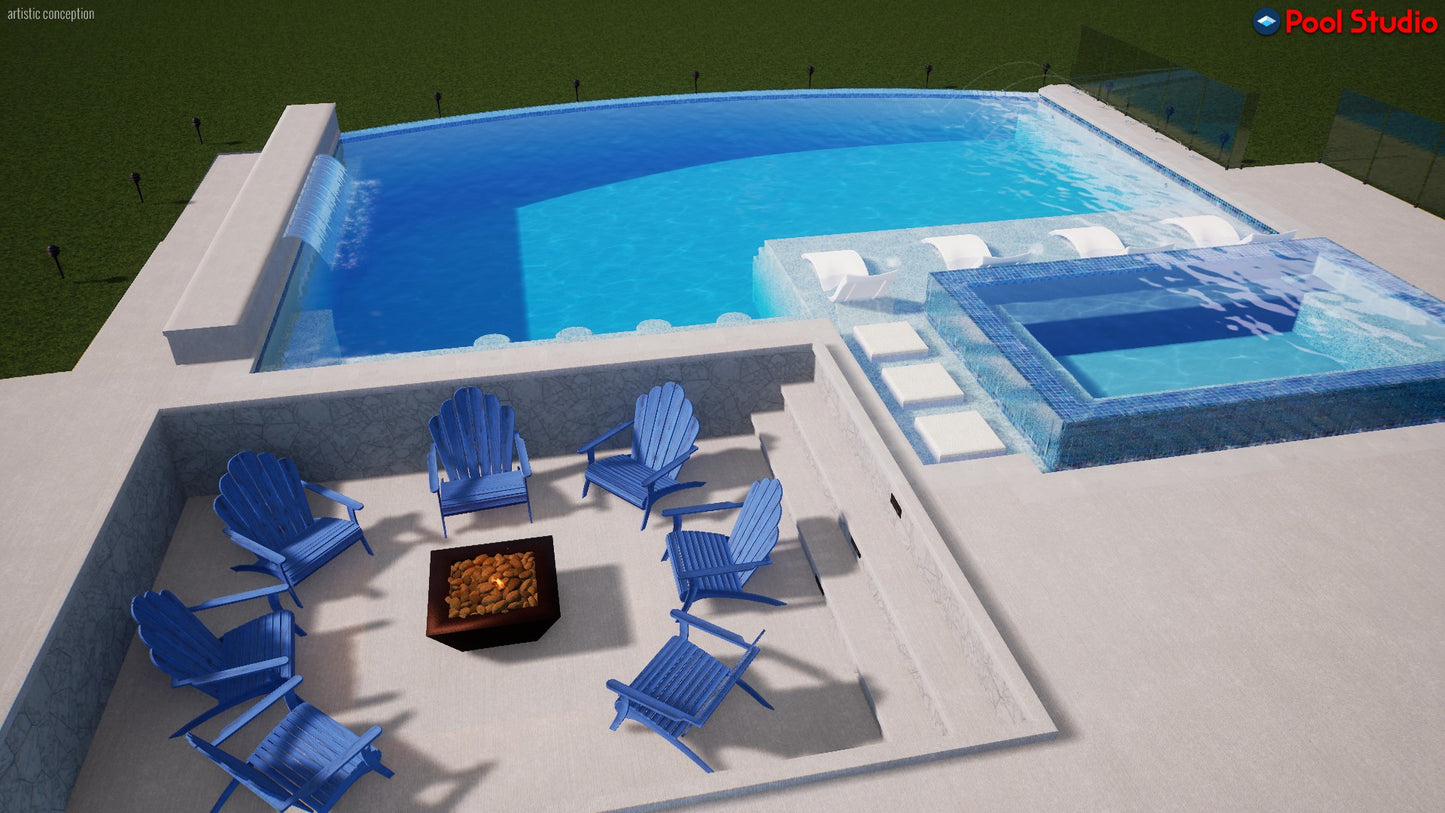 "Tiffany" LUXURY CUSTOM 3D POOL DESIGN FOR POOL BUILDER CLIENT