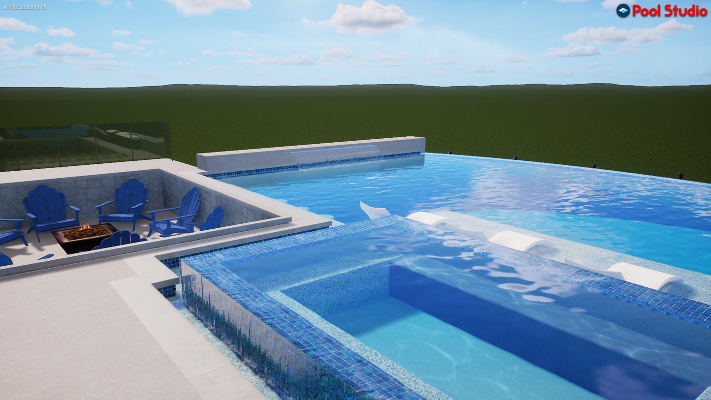 "Tiffany" LUXURY CUSTOM 3D POOL DESIGN FOR POOL BUILDER CLIENT