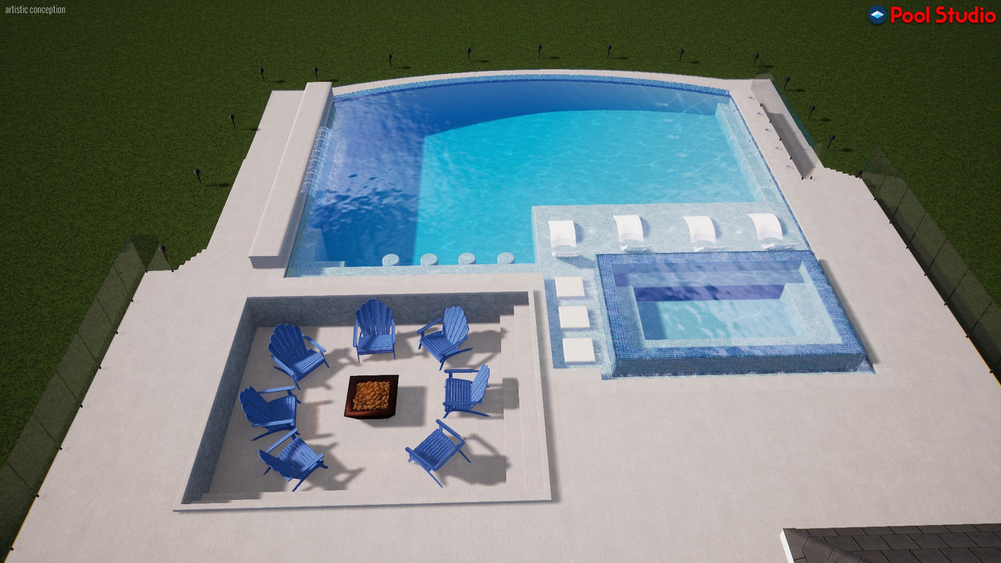 "Tiffany" LUXURY CUSTOM 3D POOL DESIGN FOR POOL BUILDER CLIENT