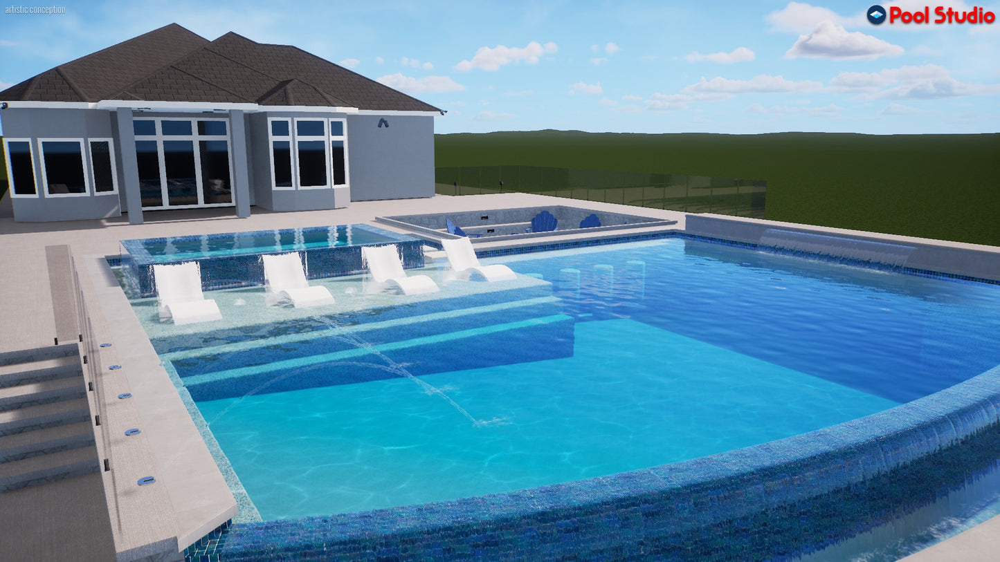 "Tiffany" LUXURY CUSTOM 3D POOL DESIGN FOR POOL BUILDER CLIENT