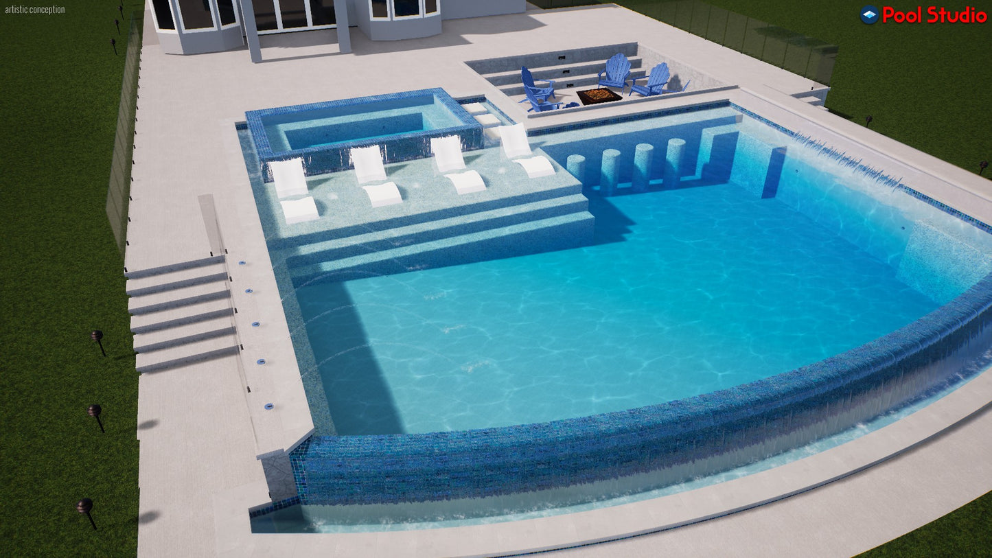"Tiffany" LUXURY CUSTOM 3D POOL DESIGN FOR POOL BUILDER CLIENT