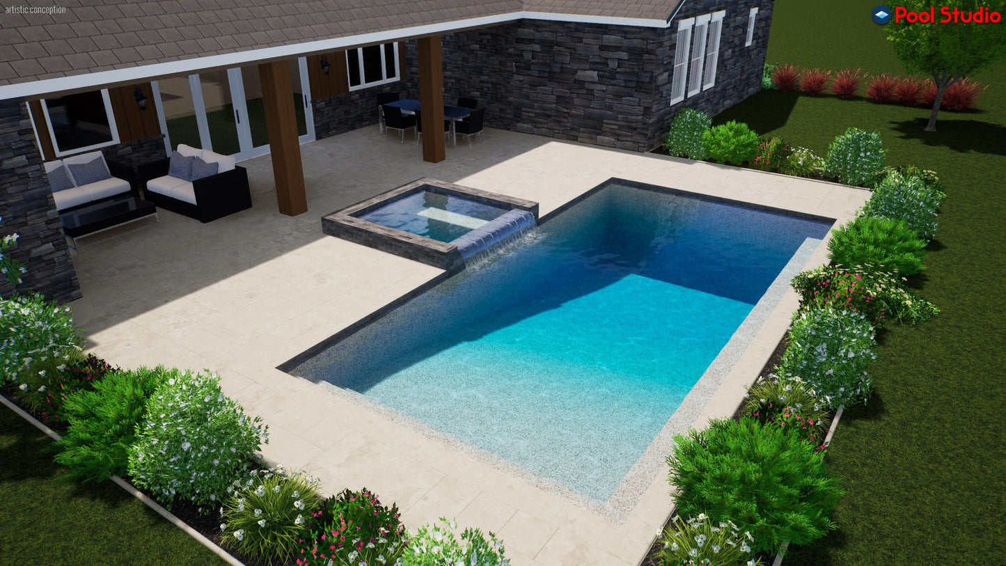 "Wallin" LUXURY CUSTOM 3D POOL DESIGN FOR POOL BUILDER CLIENT