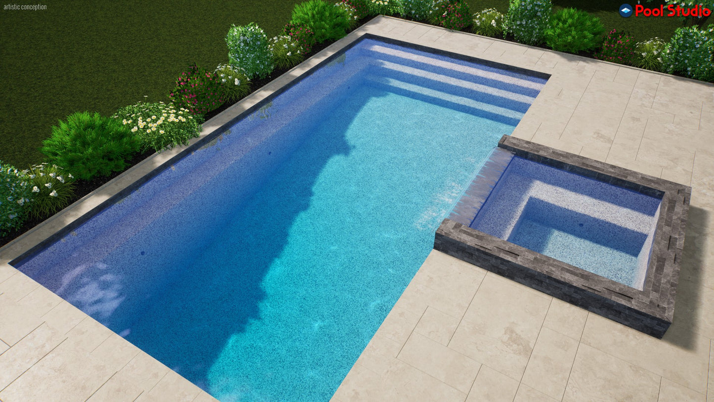 "Wallin" LUXURY CUSTOM 3D POOL DESIGN FOR POOL BUILDER CLIENT