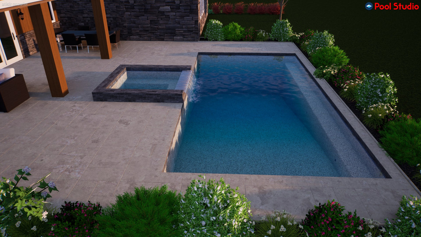 "Wallin" LUXURY CUSTOM 3D POOL DESIGN FOR POOL BUILDER CLIENT