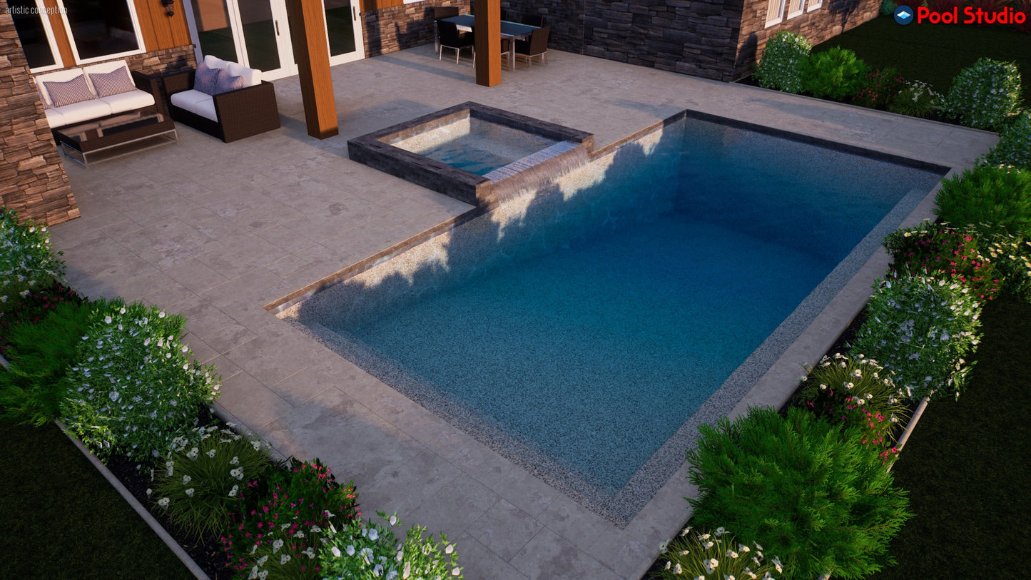 "Wallin" LUXURY CUSTOM 3D POOL DESIGN FOR POOL BUILDER CLIENT