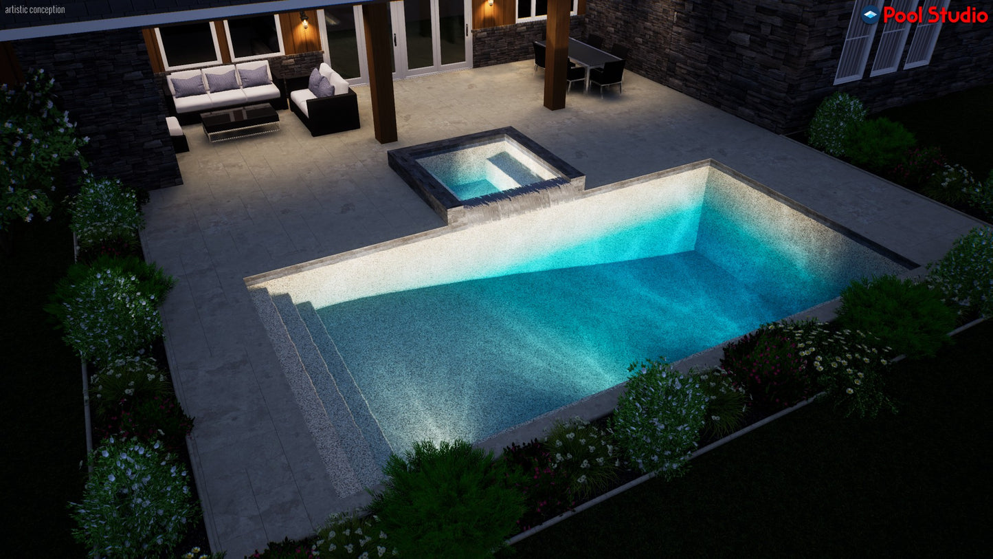 "Wallin" LUXURY CUSTOM 3D POOL DESIGN FOR POOL BUILDER CLIENT