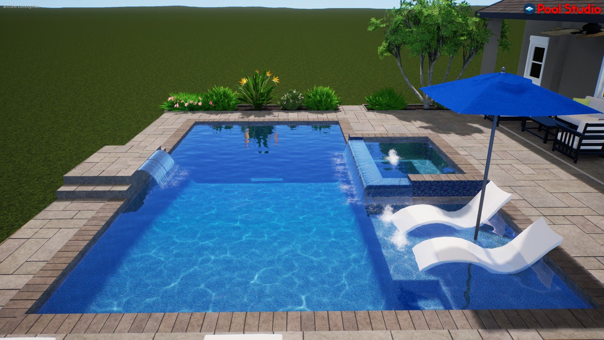 "Bong" LUXURY CUSTOM 3D POOL DESIGN FOR POOL BUILDER CLIENT – PoolDes